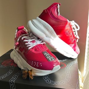 New Versace T.45 Mix Tessuti+Tessuto Vinile Sneaker in Fierce Fuxia size 38